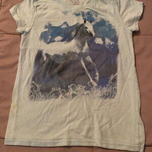 The children’s place blue green, teal horse stallion, mare, short sleeve T-shirt